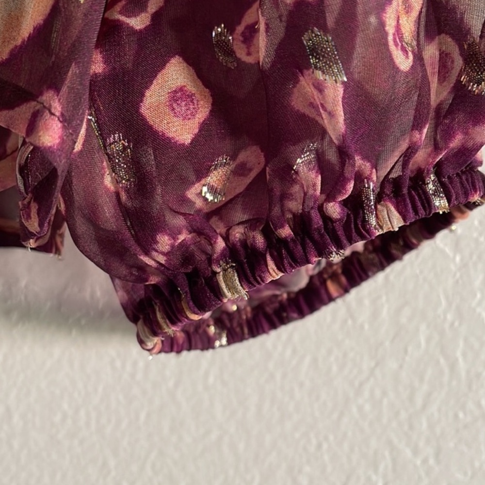 Ulla Johnson Sandrine Blouse - Maroon, Cream, Metallic Gold - Picture 5 of 7